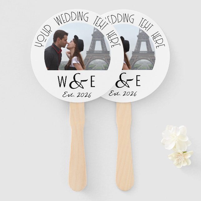Abanico Personalizado Art Deco Programa de texto Fans Wedd (Anverso y reverso)