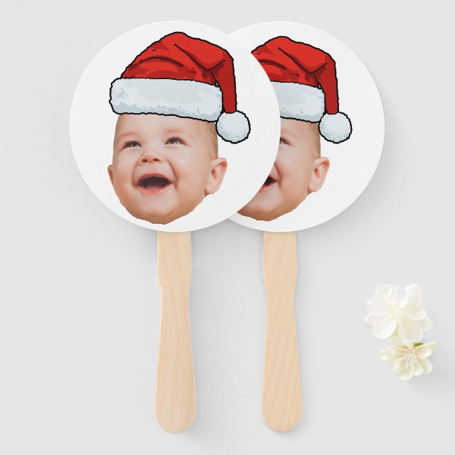 Abanico Personalizado Baby Face Foto Santa Hat Navidades (Anverso y reverso)