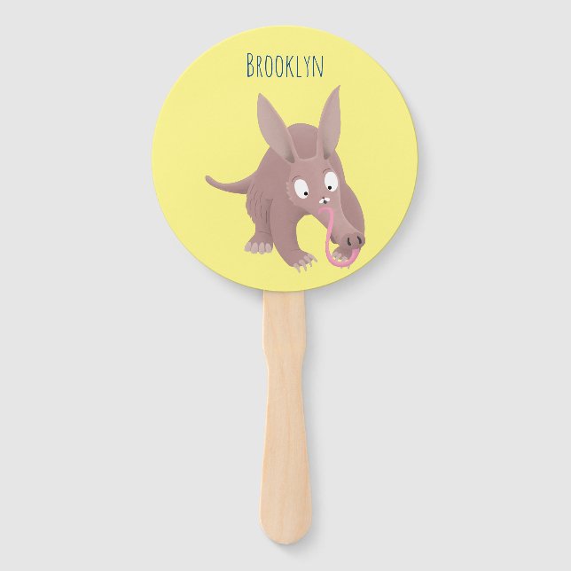 Abanico Personalizado de aardvark gracioso (Anverso)
