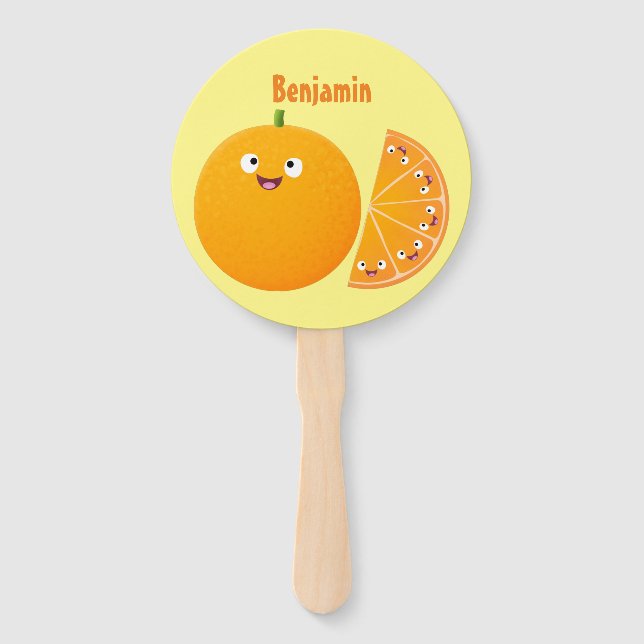Abanico Personalizado de cítricos de feliz naranja (Anverso)