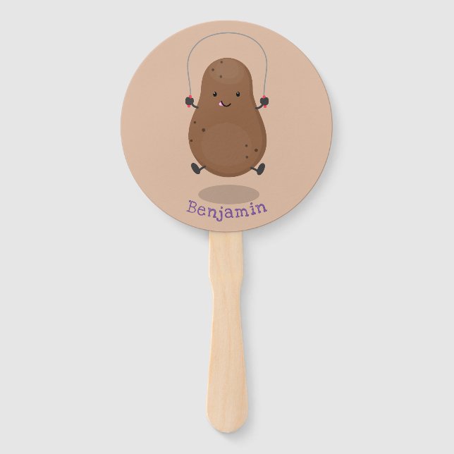 Abanico Personalizado de cuerda de saltar de patata feliz (Anverso)