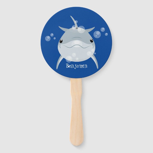 Abanico Personalizado de delfín kawaii feliz (Anverso)