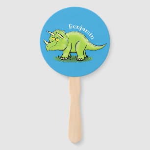 Abanico Personalizado de dinosaurios de triceratops verde 