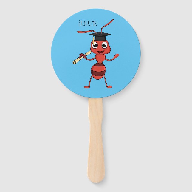 Abanico Personalizado de hormiga roja feliz (Anverso)