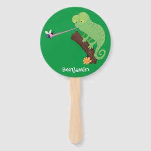 Abanico Personalizado de lagarto de camaleón verde lindo