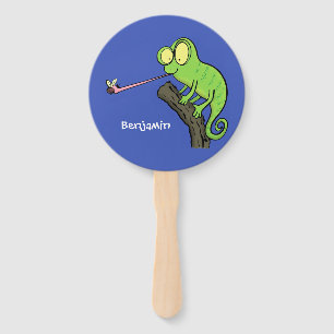 Abanico Personalizado de lagarto de camaleón verde lindo