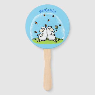 Abanico Personalizado de ovejas y mariposas