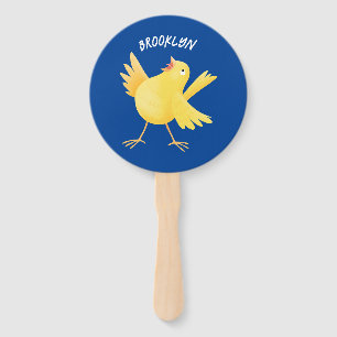 Abanico Personalizado de pájaro canario amarillo cantando