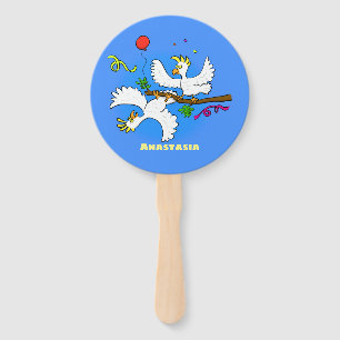 Abanico Personalizado de pájaros de cacatúa graciosa