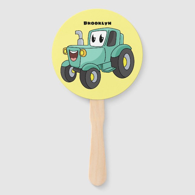 Abanico Personalizado de tractores verde feliz (Anverso)