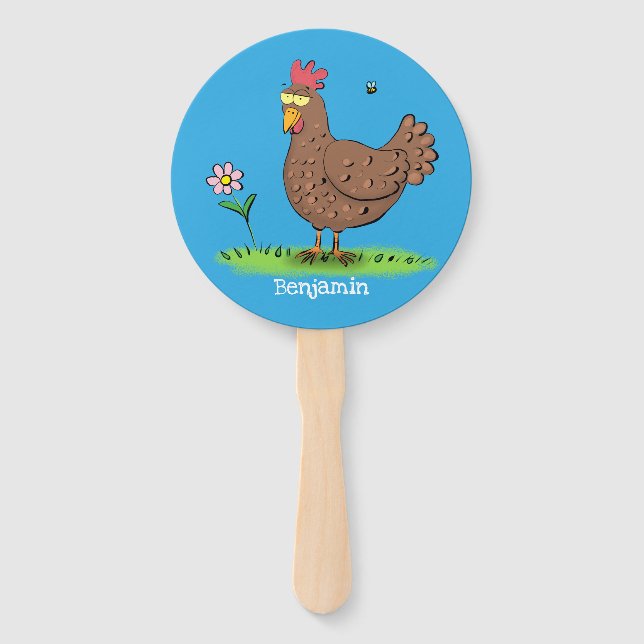 Abanico Personalizado divertido de pollo rústico y caprich (Anverso)