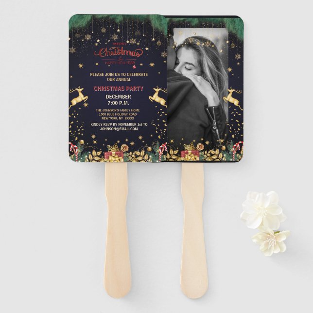 Abanico Personalizado elegante temporada de vacaciones de  (Anverso y reverso)