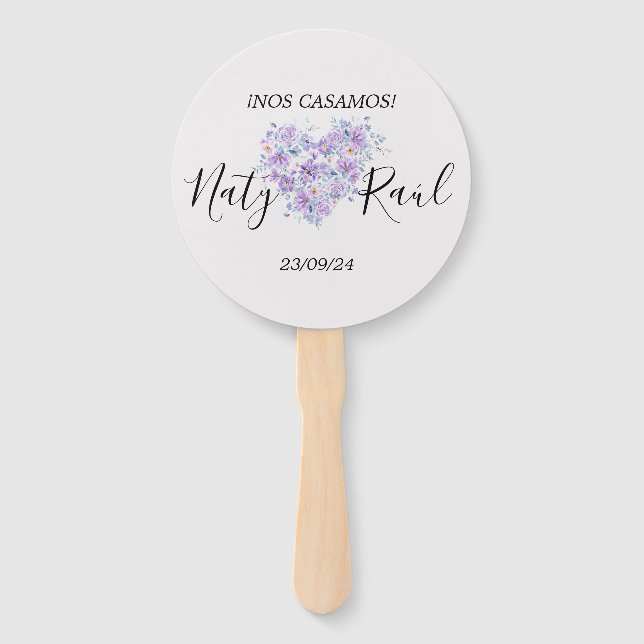 Abanico Personalizado en Tonos Lilas  (Anverso)