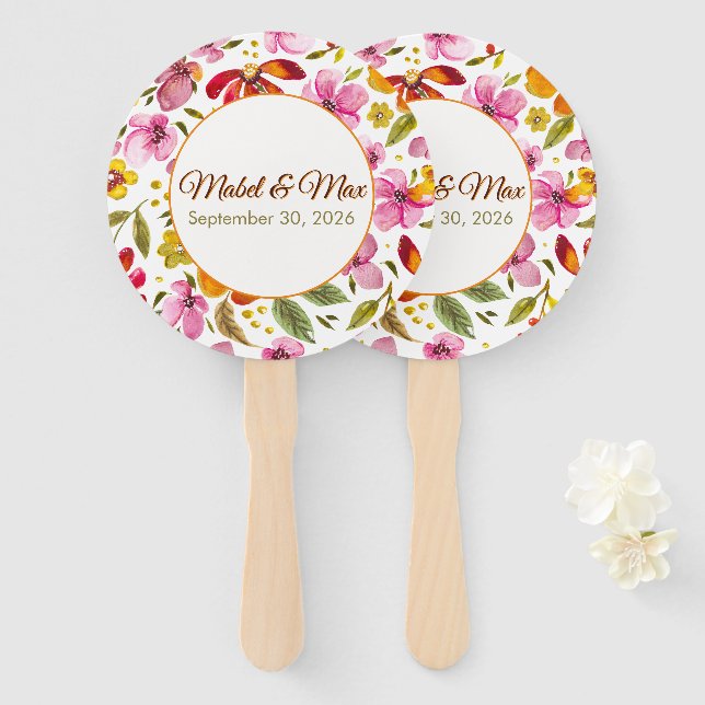 Abanico Personalizado Finalmente Spring Watercolor Floral  (Anverso y reverso)