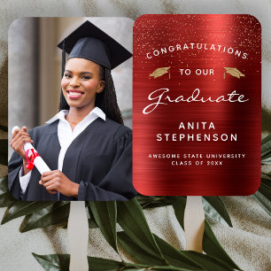 Abanico Personalizado Foto Graduación de oro blanco metáli