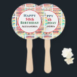 Abanico Personalizado Geométrico Fabulous 50th Birthday<br><div class="desc">Modern Fabulous 50th Birthday Geometric Personalizado Hand Fan tiene una gran manera de hacer saber a todos que estás celebrando el tuyo o ese cumpleaños especial de la persona. Es bueno sorprender a una familia o a un amigo. Personalízalo.</div>