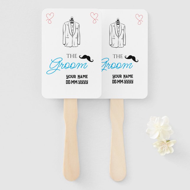 Abanico Personalizado Groom: Un toque de Guay para su Boda (Anverso y reverso)