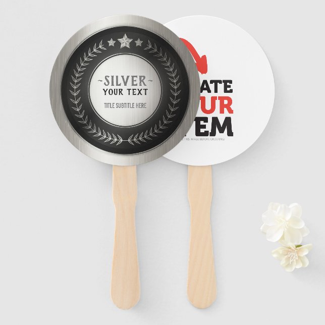 Abanico PERSONALIZADO IMPRIMIR DIY MEDAL Silver AÑADIR TU  (Anverso y reverso)
