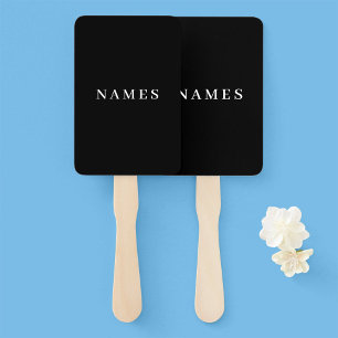 Abanico Personalizado negro simple Añadir su nombre elegan