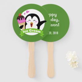 Abanico Personalizado texto Ice Cream Penguin conjunto de