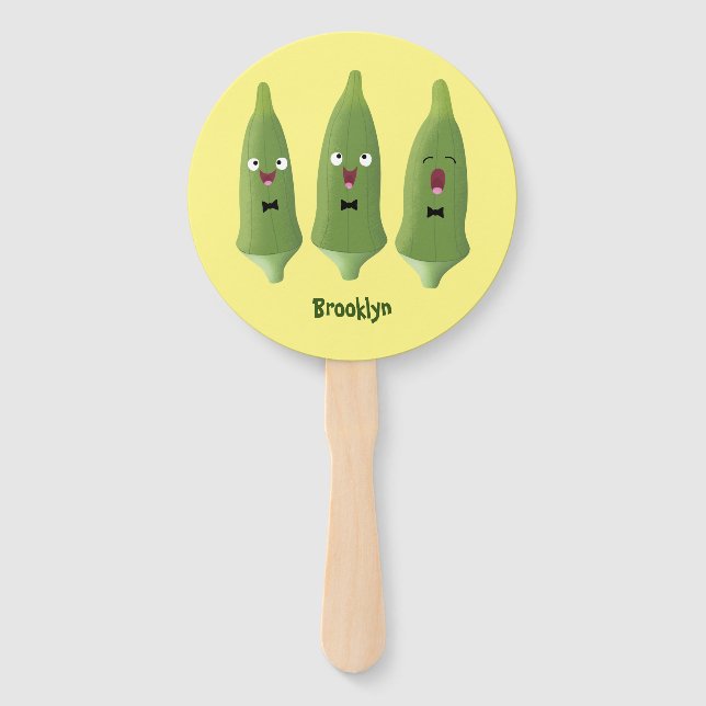 Abanico Personalizado vegetal de okra cantante (Anverso)