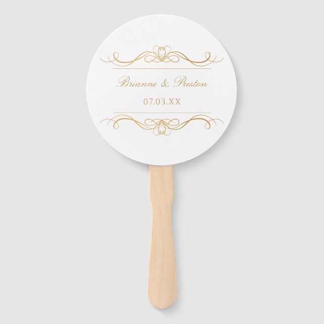 Abanico Personalized Modern Elegant Gold Whimsical Wedding (Anverso)