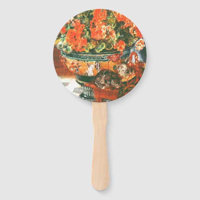 Abanico Pierre-Auguste Renoir Geranios y Gatos     (Reverso)