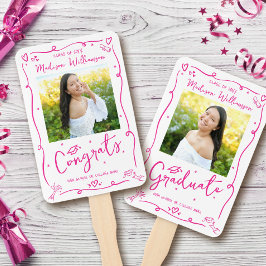 Abanico Pink Hand Drawn Doodle Graduation 2 Photo White