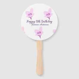 Abanico Pink mauve floral 15th birthday quinceanera name d