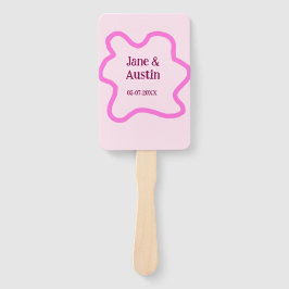 Abanico Pink pastel retro wedding border frame name date