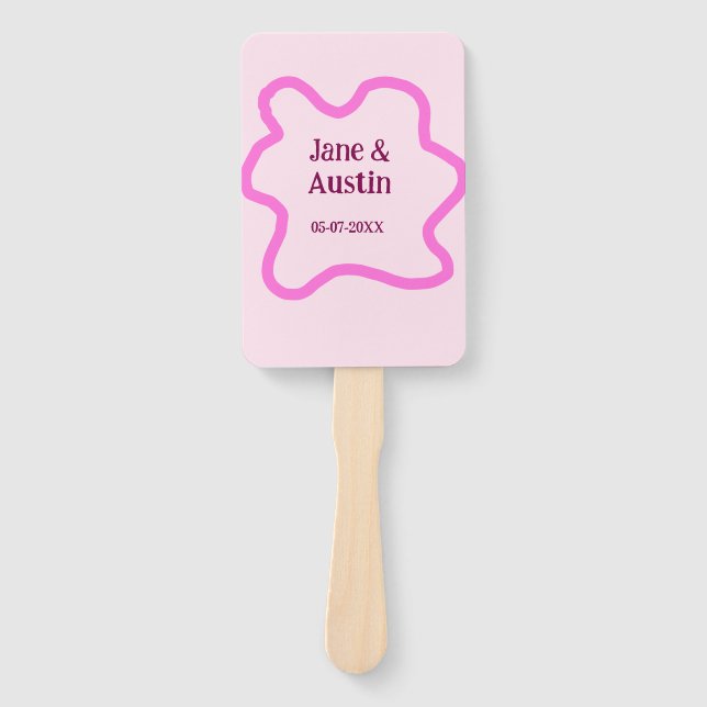 Abanico Pink pastel retro wedding border frame name date (Anverso)