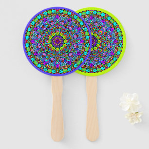 Abanico Pintado manual Mandala Clock Face 4
