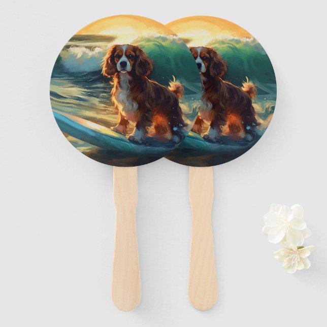 Abanico Pintura Cavalier King Beach para surf (Anverso y reverso)