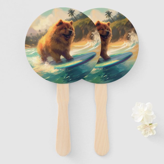Abanico Pintura de surf Chow Chow Beach (Anverso y reverso)