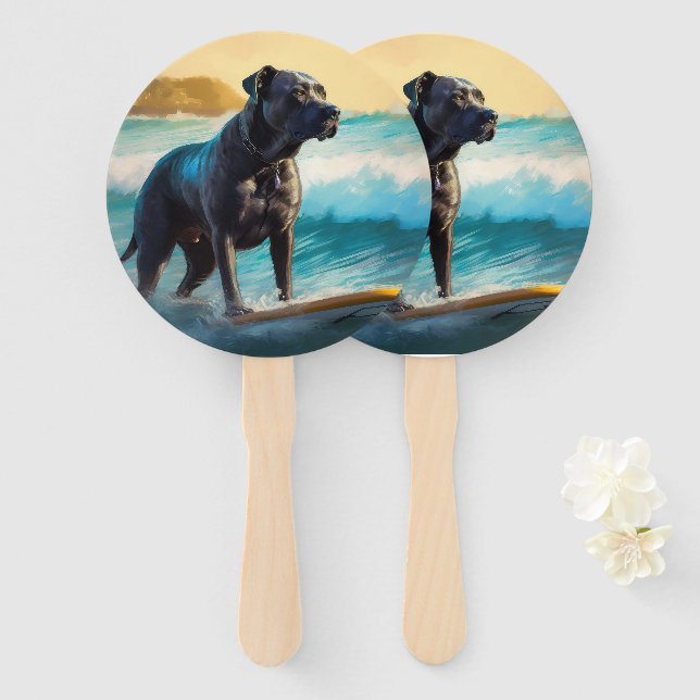 Abanico Pintura de surf de Cane Corso Beach (Anverso y reverso)