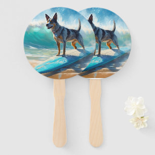 Abanico Pintura de surf en la playa del Blue Heeler