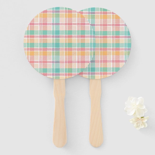 Abanico Plaid de cuadros multicolor (Anverso y reverso)