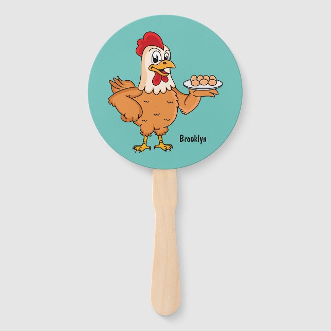 Abanico Pollo con huevos en el personalizado de placa (Anverso)