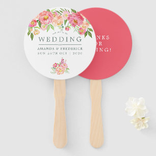 Abanico Primavera acuarela Peonies Boda Gracias