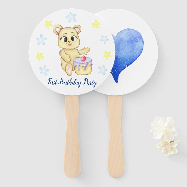 Abanico Primer Fiesta de Birthday Boy (Anverso y reverso)