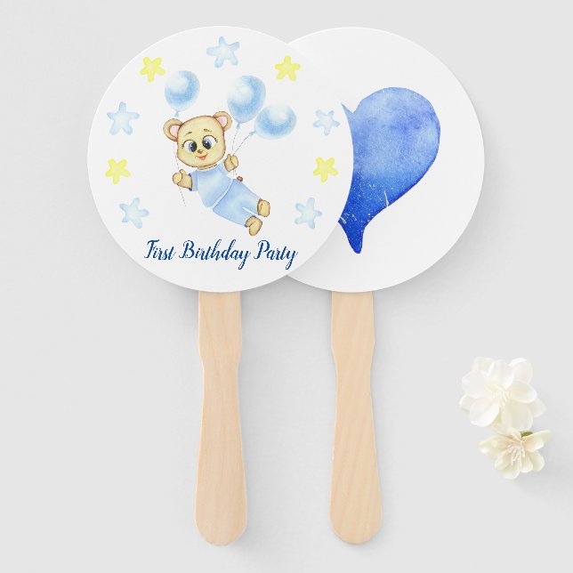 Abanico Primer Fiesta de Birthday Boy (Anverso y reverso)