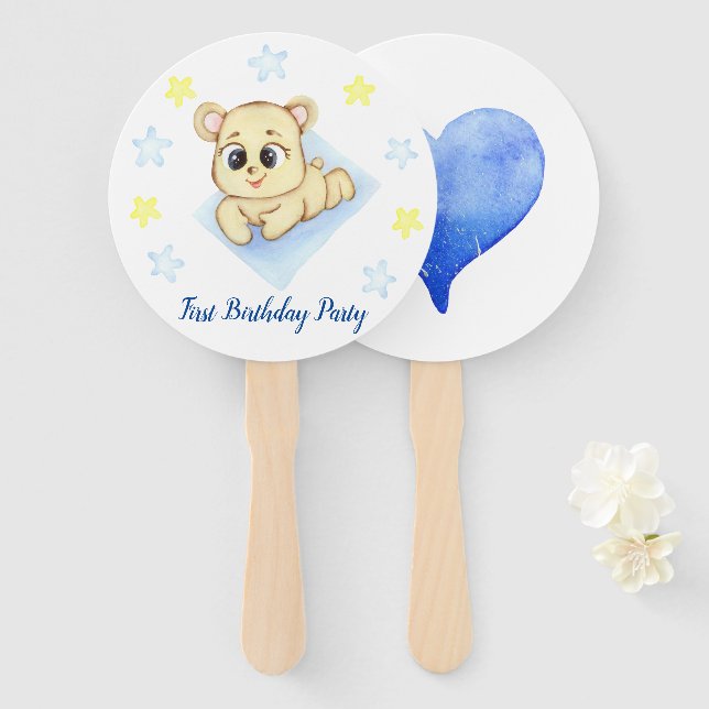 Abanico Primer Fiesta de Birthday Boy (Anverso y reverso)