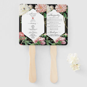 Abanico Programa Boda de Flores de Tonos Blancos Rosados