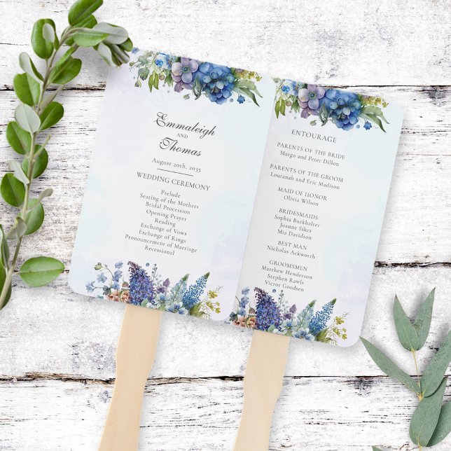 Abanico Programa Bohemiano de Boda Floral Azul-Violeta (Subido por el creador)