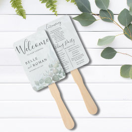 Abanico Programa Boho acuarela Eucalyptus de Boda Verde