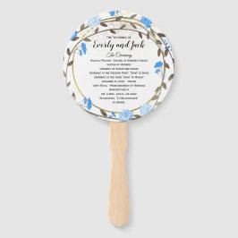 Abanico Programa Boho Blue Peony Wreath Gold Wedding