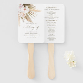 Abanico Programa Boho Pampas de Boda y Boda de Caligrafía