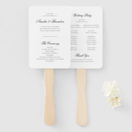 Abanico Programa clásico de bodas con guiones blancos y ne