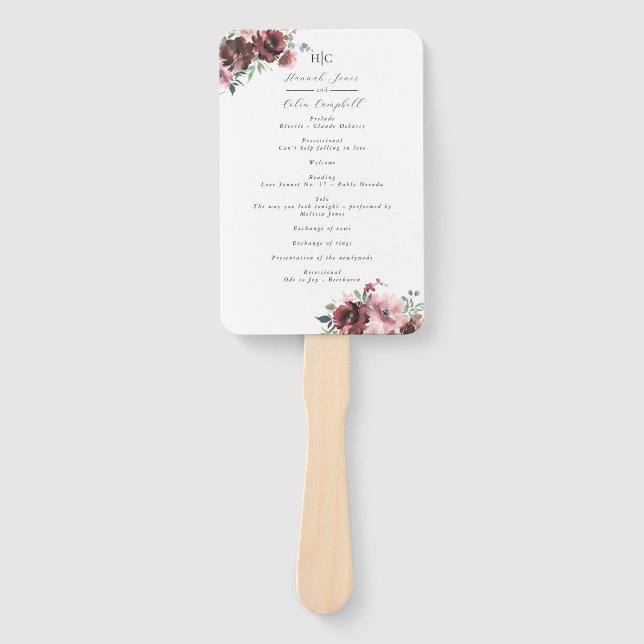 Abanico Programa clásico de Rosa y peonía de Rubor en Borg (Anverso)