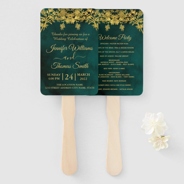 Abanico Programa Classy Dark Green y Golden Wedding (Anverso y reverso)